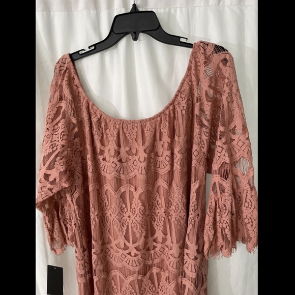 NWT $49 Want And Need Pink Lace 3/4‎ Sleeve Top [ PLUS SZ 2X ] - Picture 12 of 12